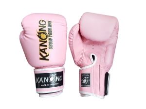 Kanong Thai Kick Boxing Gloves : "Simple" Light Pink