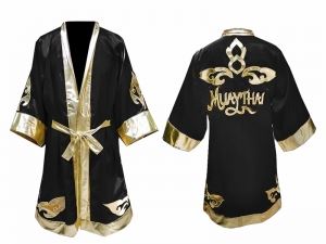 Kanong Boxing Fight Robe : Black Lai Thai