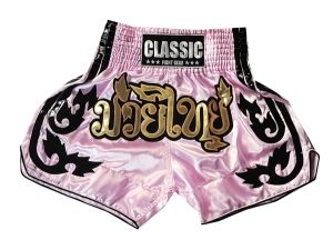 Classic Muay Thai Kick Boxing Shorts : CLS-016-Pink