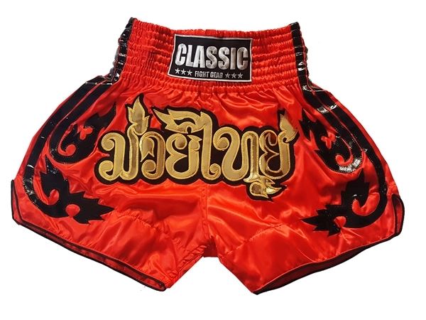 Classic Muay Thai Kick Boxing Shorts : CLS-016-Red
