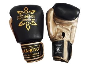 Kanong Muay Thai Gloves : "Thai Power" Black/Gold