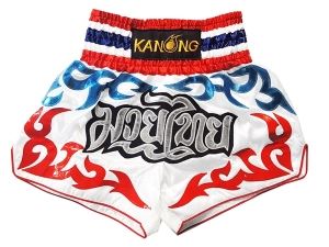 Kanong Muay Thai Kick Boxing Shorts : KNS-122-White