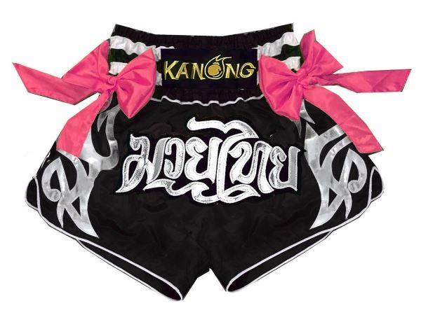Kanong Muay Thai Kick Boxing Shorts : KNS-127-Black