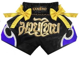 Kanong Muay Thai Kick Boxing Shorts : KNS-131-Black-Blue