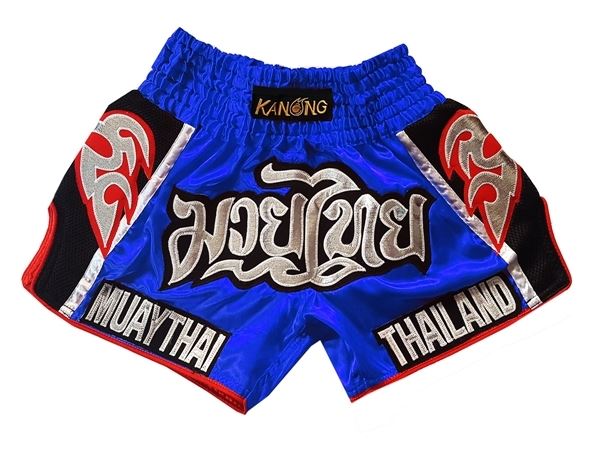Kanong Retro Muay Thai Shorts : KNSRTO-207-Blue