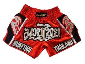 Kanong Kids Retro Muay Thai Shorts : KNSRTO-207-Red