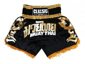Classic Muay Thai Kick Boxing Shorts : CLS-018-Black