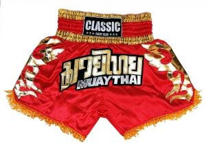 Classic Muay Thai Kick Boxing Shorts : CLS-018-Red