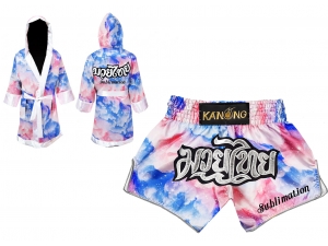 Customize Sublimation Muay Thai Fight Robe and Muay Thai Short Set Customize Sublimation Muay Thai Fight Robe and Muay Thai Short Set