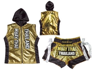 Customize Muay Thai Hoodies and Muay Thai Short Set : Gold/Black