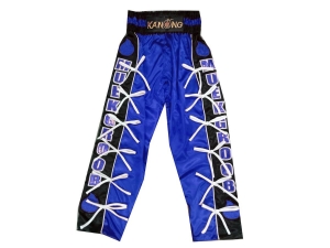 Custom made kickboxing pants : KNPANTS-005-Blue-Black
