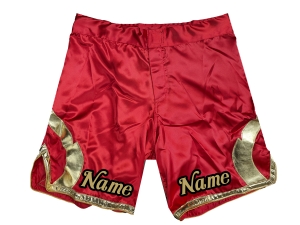 Customize MMA shorts add name or logo : Red