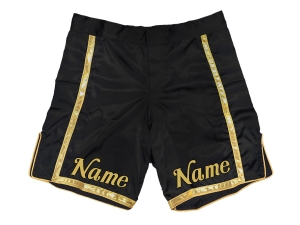Custom MMA shorts with name or logo : Black-Gold