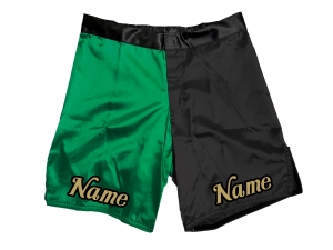 Custom MMA shorts add name or logo : Green-Black