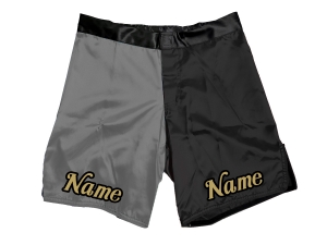 Custom MMA shorts with  name or logo : Grey-Black