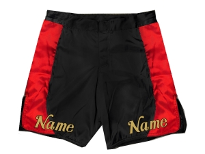 Personalize MMA shorts with name or logo : Black-Red