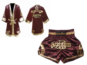 Customize Muay Thai Gown and Muay Thai Short Set : Set-144-Maroon