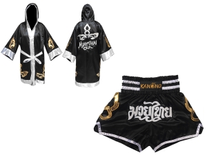 Customize Muay Thai Gown and Muay Thai Short Set : Set-143-Black