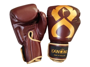 Kanong Real Leather Boxing Gloves : Maroon/Gold