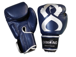Kanong Real Leather Boxing Gloves : Navy/Silver