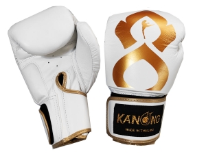 Kanong Real Leather Boxing Gloves : White/Gold