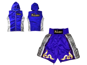 Custom Fight Hoodied Jacket and Boxing Short Set : Blue
