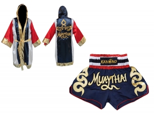 Customize Muay Thai Gown and Muay Thai Short Set : Navy