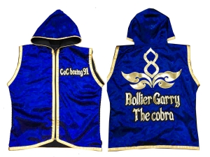 Kanong Custom Boxing Hoodies / Walk in Hoodies : KNHODCUST-001-Blue-Gold