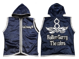 Kanong Custom Boxing Hoodies / Walk in Hoodies : KNHODCUST-001-Navy-Silver