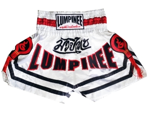 Lumpinee Kids Muay Thai Fight Shorts : LUM-036-White-K