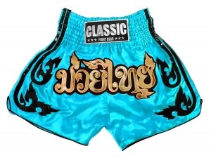Classic Muay Thai Kick Boxing Shorts : CLS-016-Skyblue