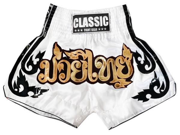Classic Women Kick Boxing Shorts : CLS-016-White-W