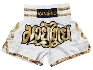 Kanong Thailand Muay Thai Kick Boxing Shorts : KNS-121-White