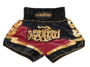 Kanong Muay Thai Kick Boxing Shorts : KNS-123-Black-Maroon
