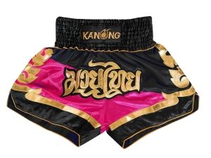 Kanong Muay Thai Kick Boxing Shorts : KNS-123-Black-Pink