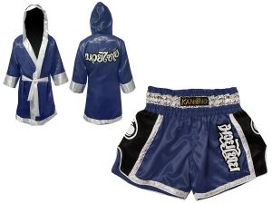 Muay Thai Fight Robe and Muay Thai Short Set : Navy