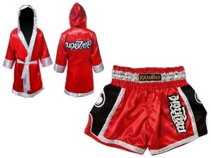 Muay Thai Fight Robe and Muay Thai Short Set : Red