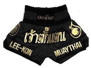 Customised Black Muay Thai Boxing Shorts : KNSCUST-1018