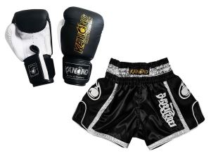 Matching Muay Thai gloves and Muay Thai shorts : Set-208-Black