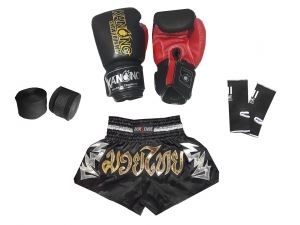 Complete Muay Thai Boxing Kit for Kids : Black