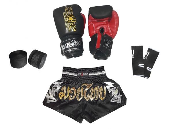 Kids Muay Thai Bundle set Boxing Kits : Black