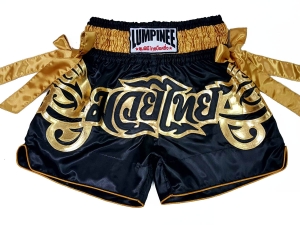 Lumpinee Muay Thai Shorts with ribbons : LUM-051-Black-Gold