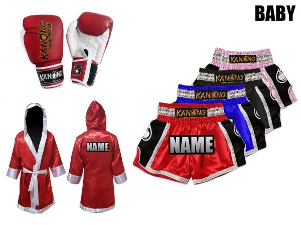 Complete Children Set (Muay Thai Gloves, Custom Shorts, Custom Fight Robe) : Select Color