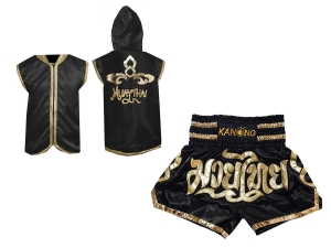 Customize Muay Thai Hoodies and Muay Thai Short Set : Black Lai Thai