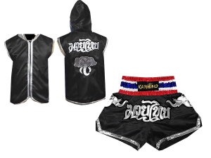 Customize Muay Thai Hoodies and Muay Thai Short Set : Black Elephant