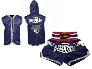 Customize Muay Thai Hoodies and Muay Thai Short Set : Navy Elephant