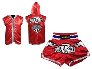 Customize Muay Thai Hoodies and Muay Thai Short Set : Red Elephant