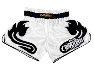 Kanong Retro Muay Thai Shorts : KNSRTO-209-White