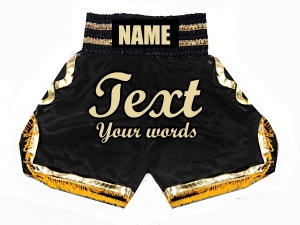 Custom Boxing Shorts : KNBSH-023-Black-Gold