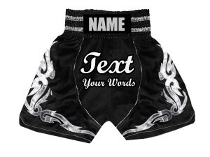 Custom Boxing Pants : KNBSH-024-Black